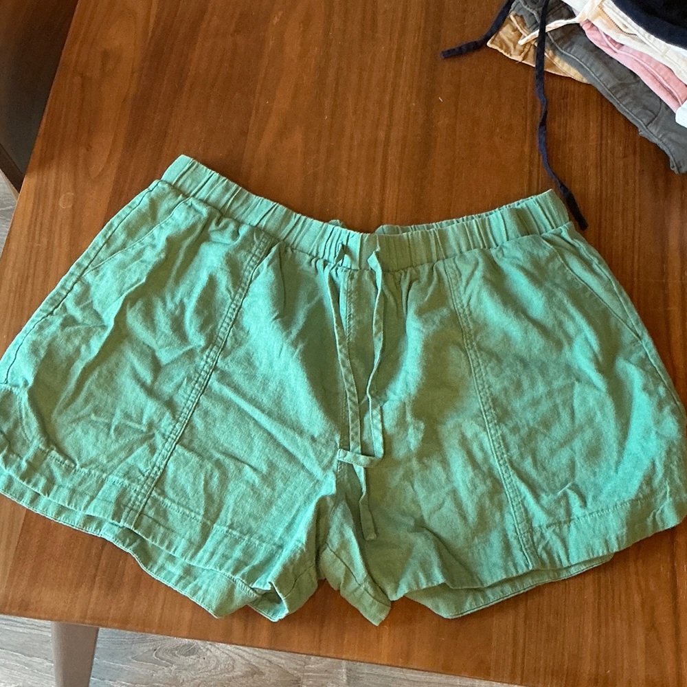 Women’s Lightweight Linen Drawstring Shorts - Green XXL